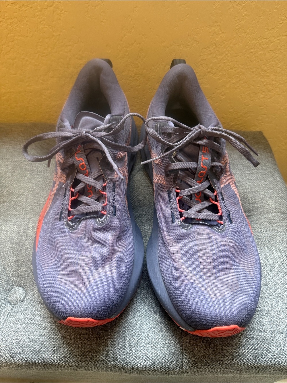 Asics Gray with Coral Accent Performance Running Shoes